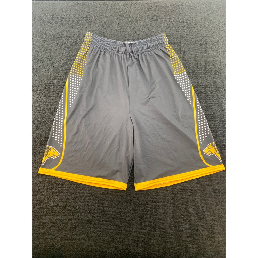 Speedline Athletic‎ Wear Womens Gray Yellow Ram Logo Basketball Shorts Medium